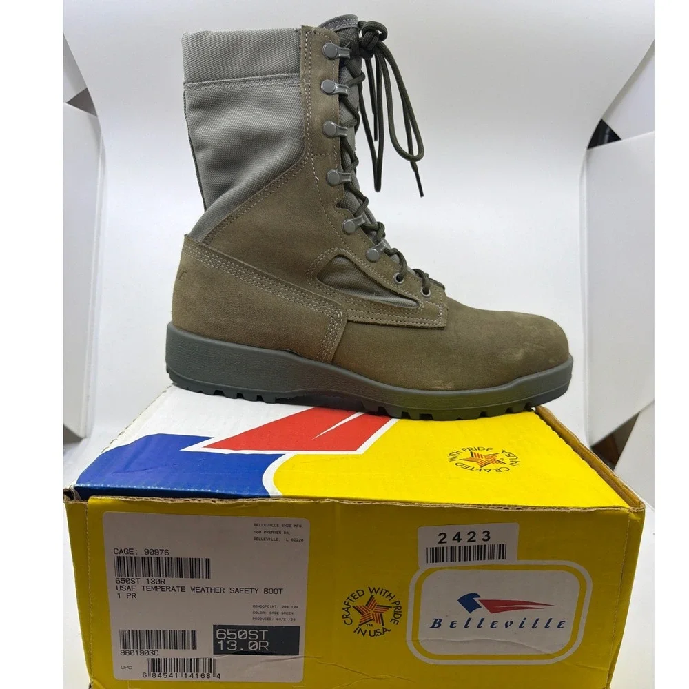 Belleville 650 ST Safety Boot Mens 13R Sage Green New USAF Steel Toe Tactical